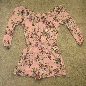 Light Purple Floral Backless Romper